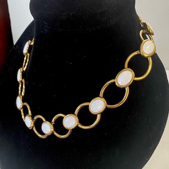 Napier Gold and White Oval Link Necklace - Picture 2 of 5
